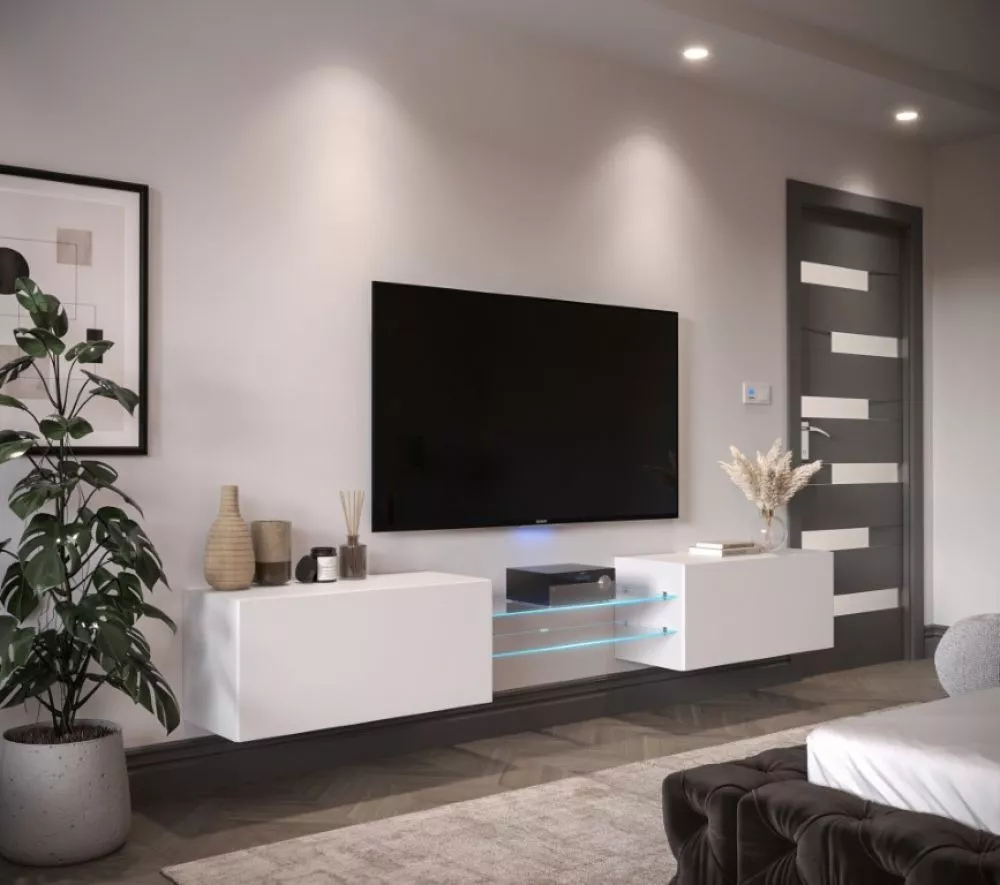 Sekcija Next AN95 ar LED · Balts · 249 × 35 × 37 cm