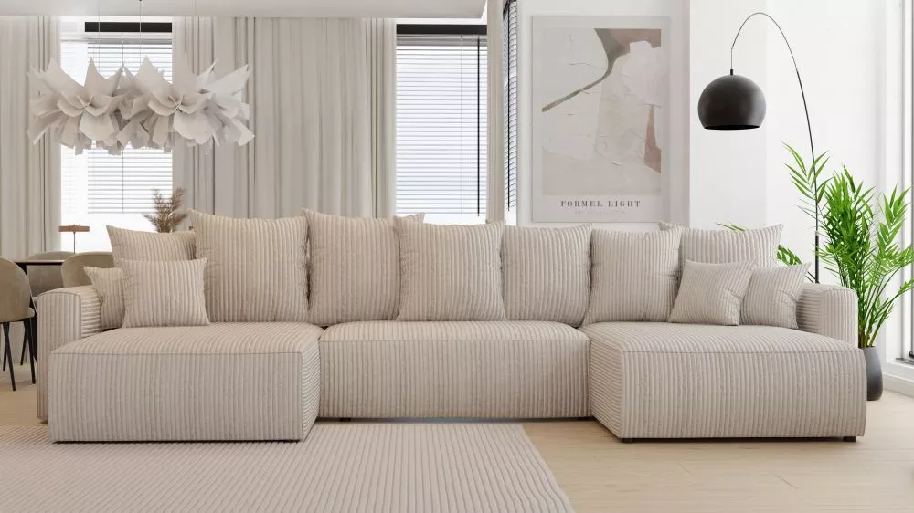 Dīvāns Napoli U Standard · Gaiši bēšs · 160 × 350 × 78 cm