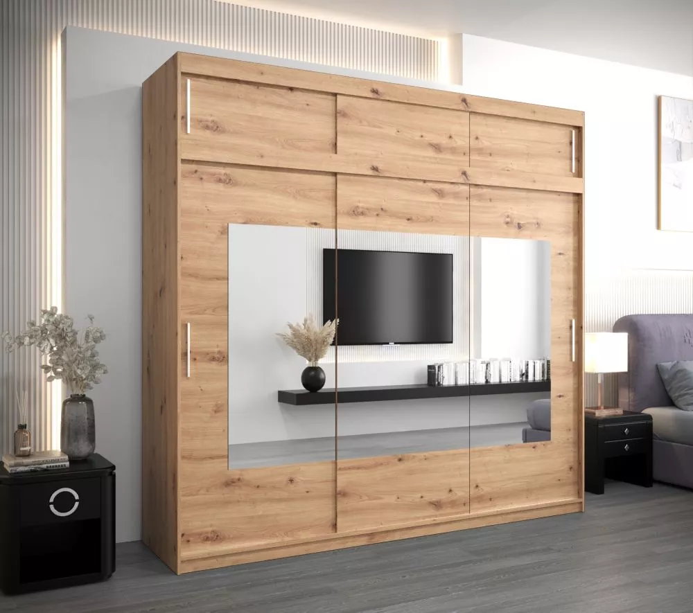 Skapis Torino SZ Premium · Ozols artisan · 250 × 62 × 240 cm