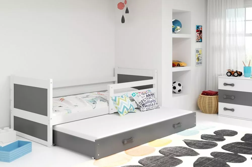 Bērnu gulta Rico Trundle White ar stelāžu Guļamvietas platums: 90 cm, Guļamvietas garums: 200 cm, · 97 × 205 × 73 cm