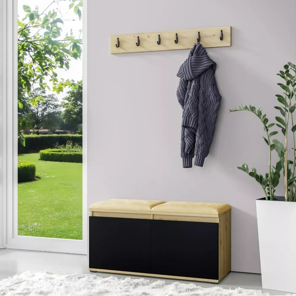 Apavu plaukts Emi 5 Trinity Korpusa krāsa: ozols artisan + melns, · 100 × 40 cm