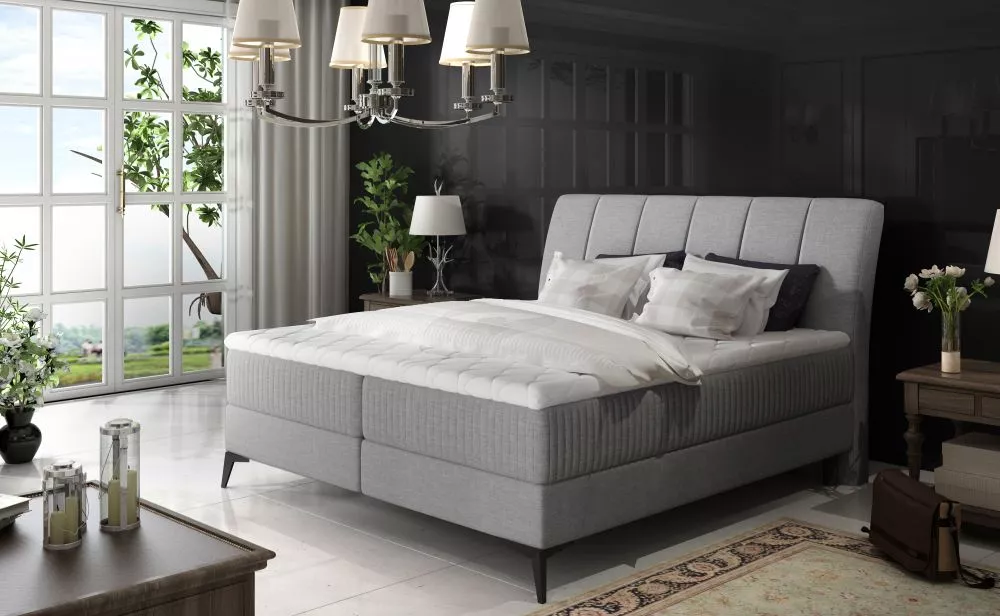 Gulta Aderito Boxspring Classic standard Guļamvietas platums: 140 cm, Guļamvietas garums: 200 cm, · Pelēks · 143 × 221 ×