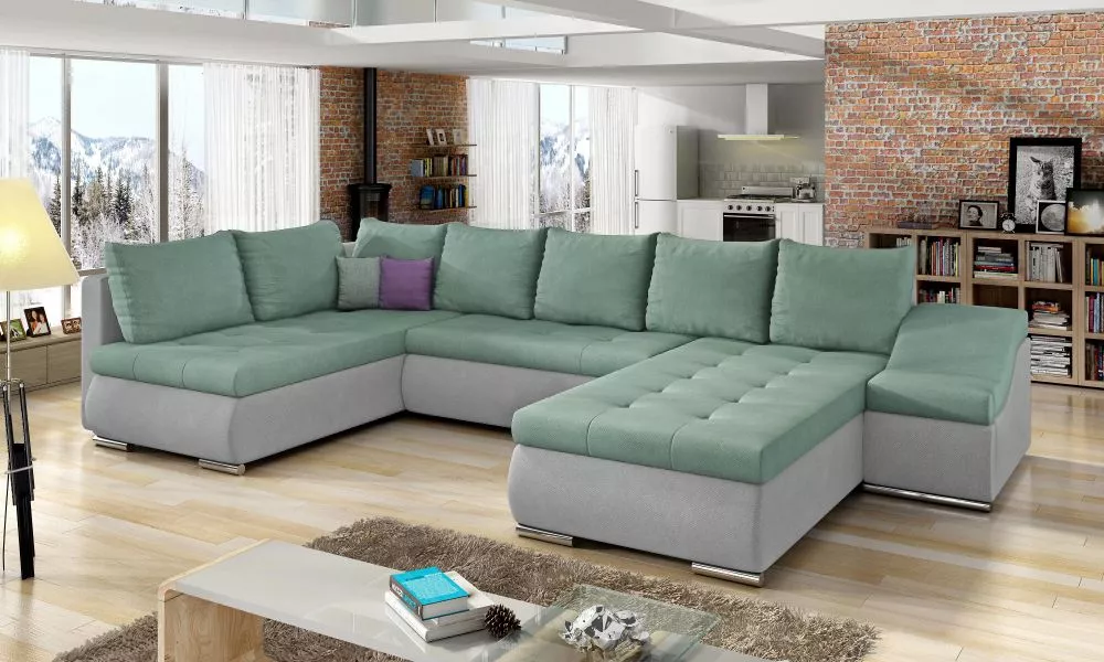 Dīvāns Giovanni Lux standard · Gaiši zaļš + balts · 200 × 340 × 88 cm