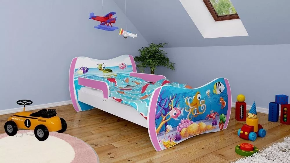 Bērnu gulta Dream L05 180x90 DM28 ar stelāžu Guļamvietas platums: 90 cm, Guļamvietas garums: 180 cm, · 114 × 184 × 71 cm
