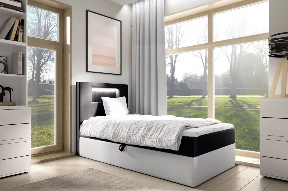 Gulta Gold 1 R Boxspring Standard ar LED Guļamvietas platums: 90 cm, Korpusa krāsa: balts, Guļamvietas garums: 200 cm, ·