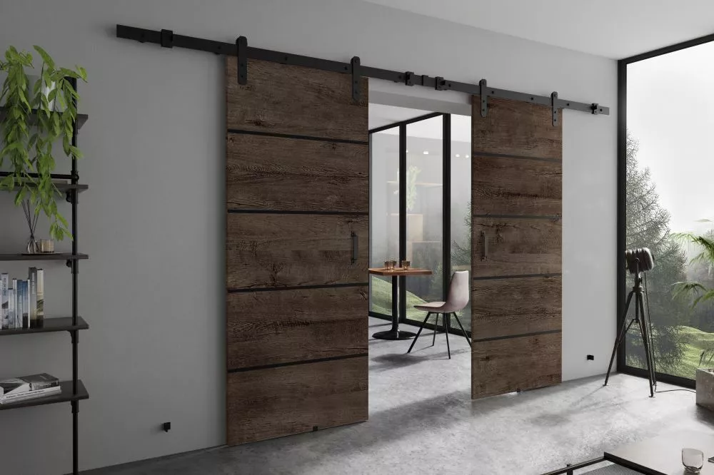 Bīdāmās durvis Lorni Plus Duo · Tumšais osis · 212 × 205 cm