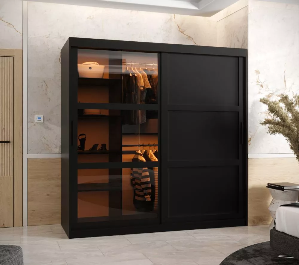 Skapis Dome 3 ar LED · Melns · 180 × 62 × 200 cm