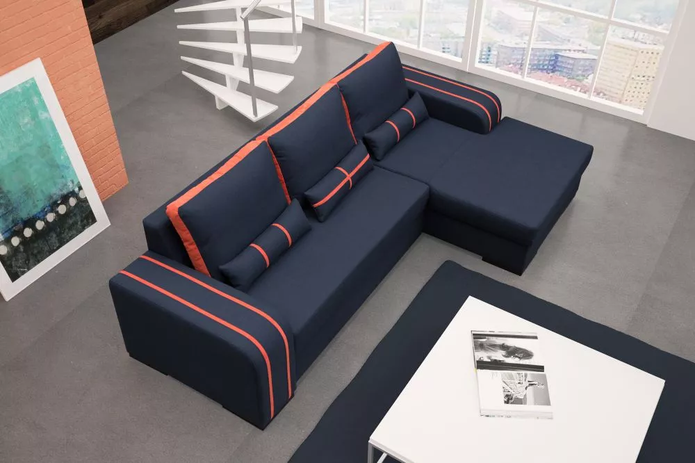 Dīvāns Viper Standard · Zils + oranžs · 165 × 283 × 90 cm