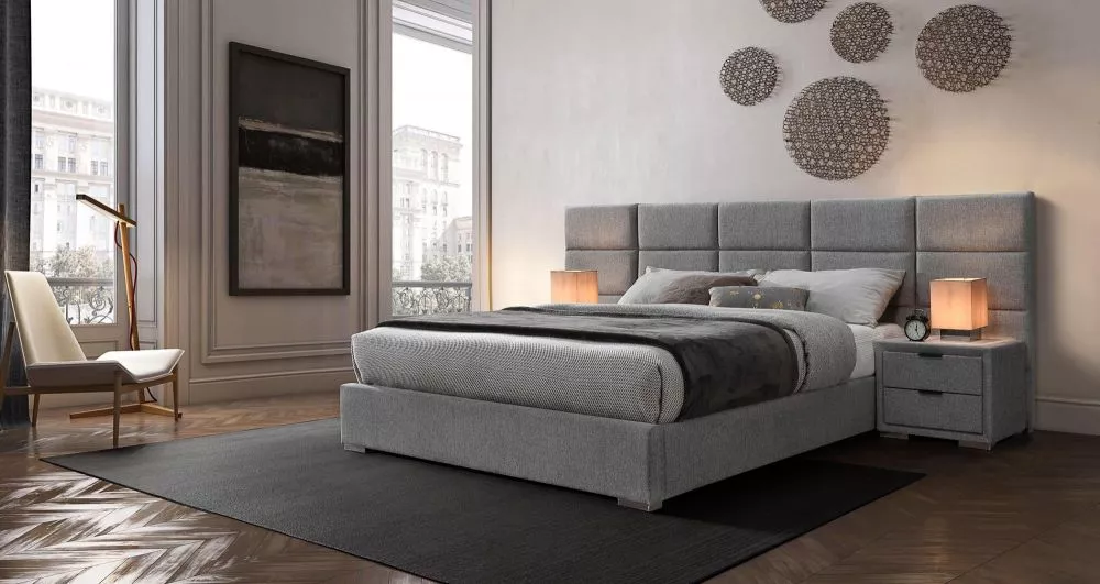 Gulta Levanter 160x200 ar stelāžu Guļamvietas platums: 160 cm, Guļamvietas garums: 200 cm, · Pelēks · 267 × 214 × 108 cm