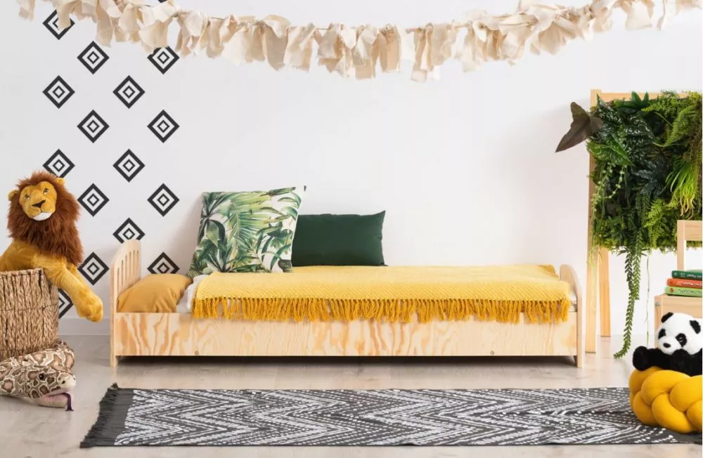 Bērnu gulta Kiki 18 ar stelāžu Guļamvietas platums: 80 cm, Guļamvietas garums: 200 cm, · Priede · 83 × 203 × 80 cm