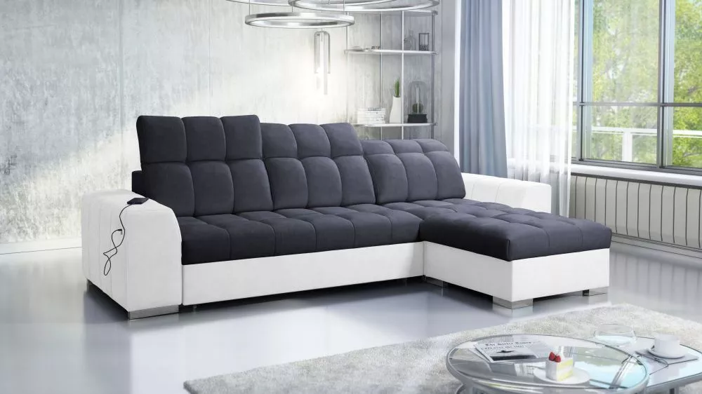Dīvāns Pagano 1 Premium Standard · Antracīts + balts · 179 × 291 × 83 cm