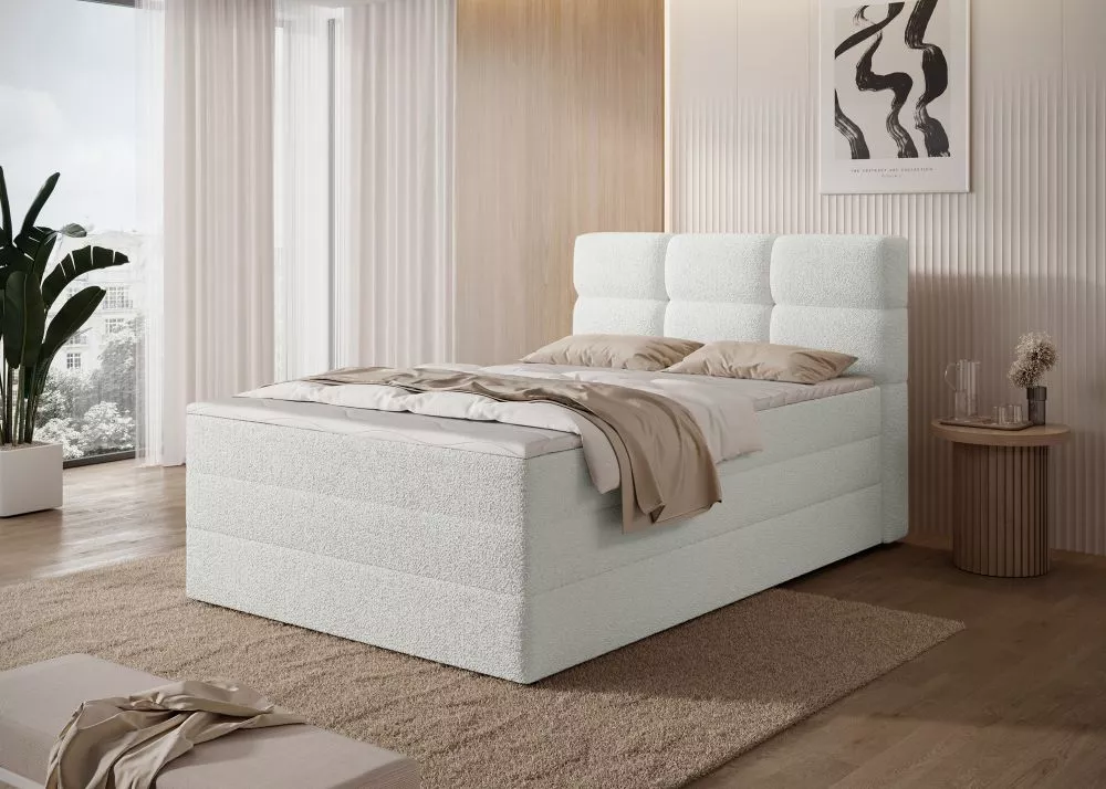 Gulta Kasped Boxspring Classic standard Guļamvietas platums: 120 cm, Guļamvietas garums: 200 cm, · Balts krēms · 121 × 2