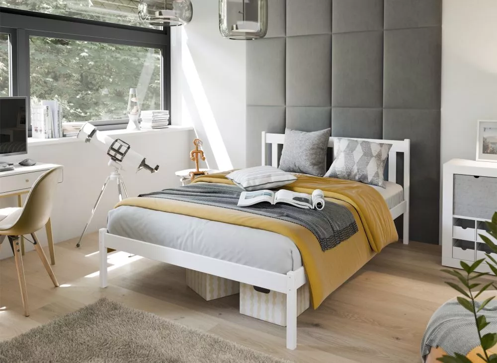 Bērnu gulta King 140x200 ar stelāžu Guļamvietas platums: 140 cm, Guļamvietas garums: 200 cm, · Balts · 146 × 208 × 89.5 