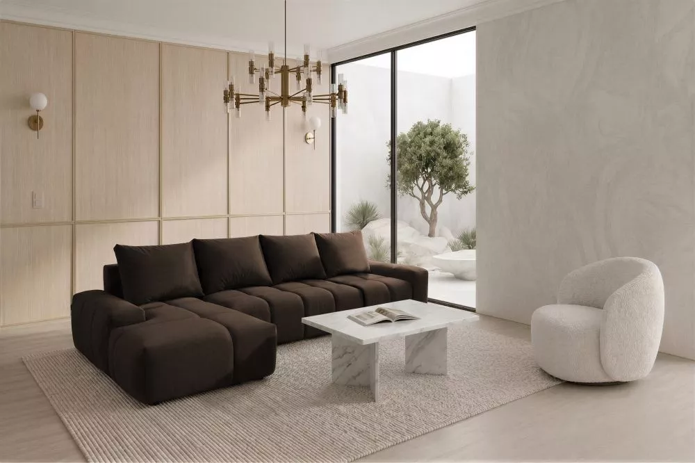 Dīvāns Marcelo 12 Standard · Tumši brūns · 151 × 325 × 83 cm