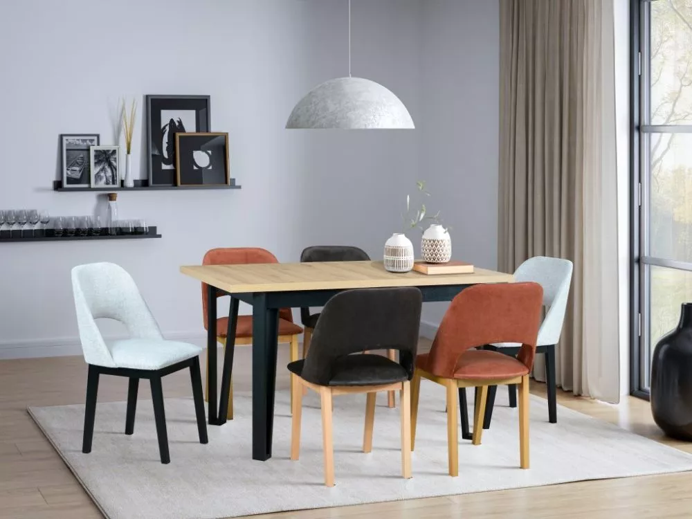 Komplekts Ikon 5, Monti 2 Personu skaits: 6, Korpusa krāsa: melns, Elementu krāsa: ozols artisan, · 140 cm