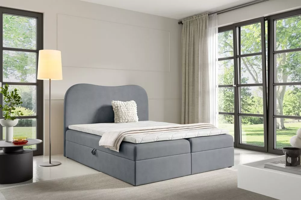 Gulta Ambra Lux Boxspring Standard Guļamvietas platums: 160 cm, Guļamvietas garums: 200 cm, · Tumši pelēks · 164 × 205 ×