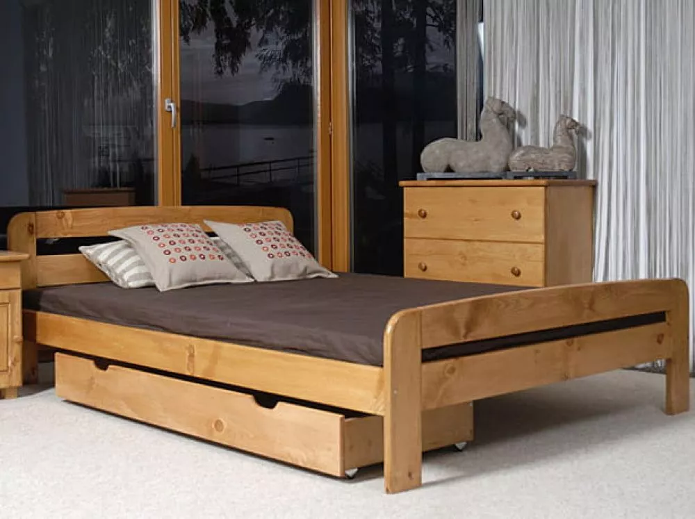 Gulta Klaudia ar stelāžu Guļamvietas platums: 140 cm, Guļamvietas garums: 200 cm, · Alksnis · 148 × 207 × 69 cm