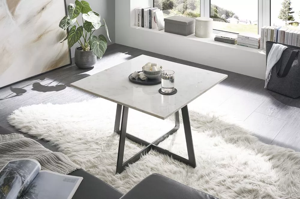 Žurnālgalds Miramar · Marmora balts · 65 × 65 × 44 cm