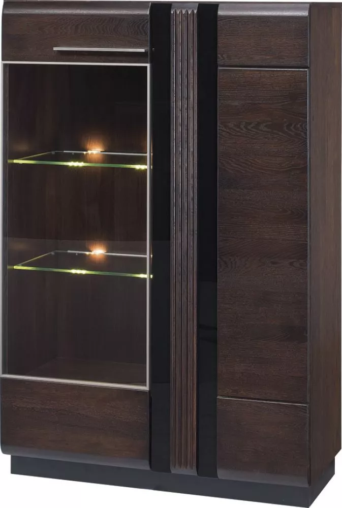 Sekcija Porti 15 ar LED · Ozols šokolādes · 95 × 42 × 145 cm