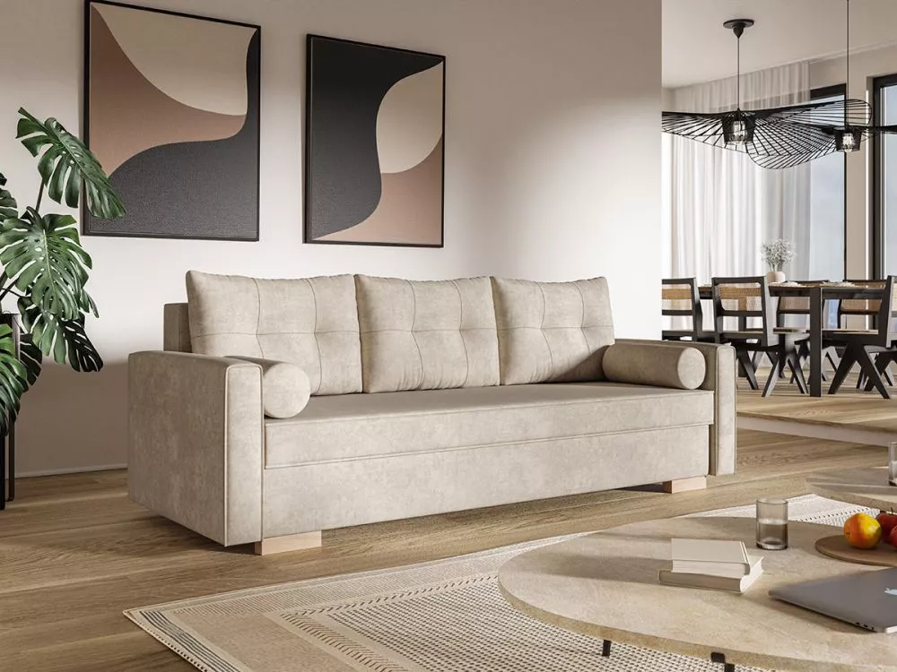 Dīvāns Comfort 2 3S Standard · Gaiši bēšs · 90 × 215 × 86 cm