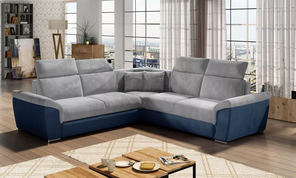 Dīvāns Federico Premium standard · Pelēks + zils · 268 × 268 × 102 cm