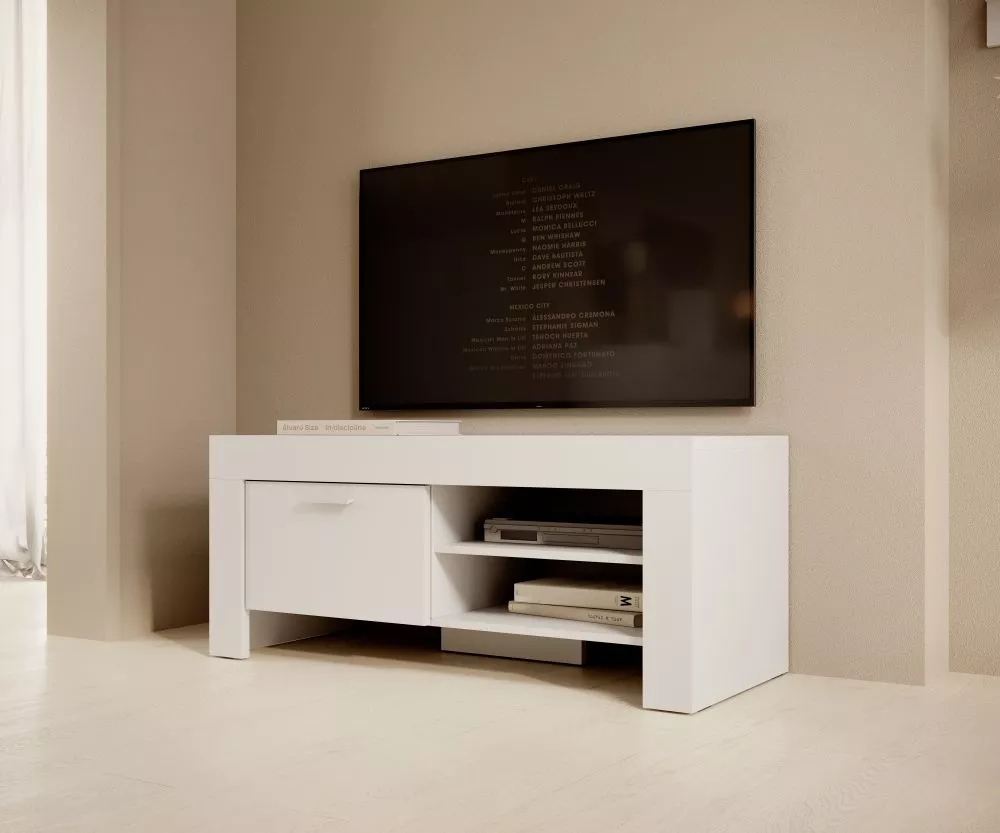 TV tumba Cesiro RTV 1D · Balts · 120 × 52 × 51 cm