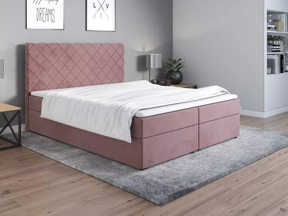 Gulta Classic 2 Boxspring standard Guļamvietas platums: 160 cm, Guļamvietas garums: 200 cm, · Rozā · 160 × 209 × 115 cm