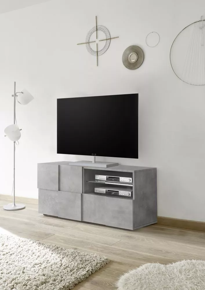 TV tumba Dama 01 · Betons · 121 × 43 × 57 cm