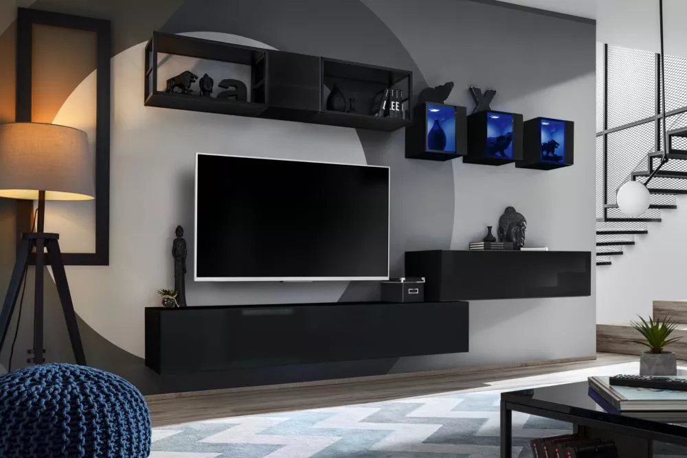 Sekcija Switch M3 · Melna · 280 × 40 × 170 cm