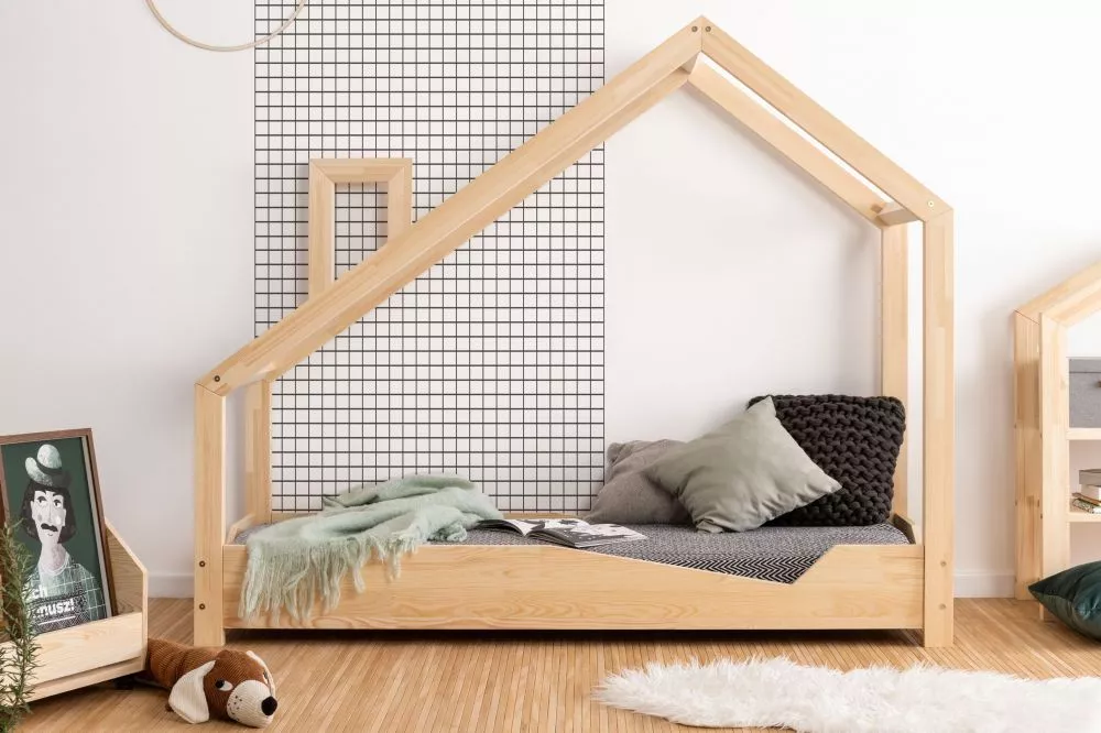 Bērnu gulta Luna A ar stelāžu Guļamvietas platums: 80 cm, Guļamvietas garums: 200 cm, · Priede · 87 × 213 × 159 cm