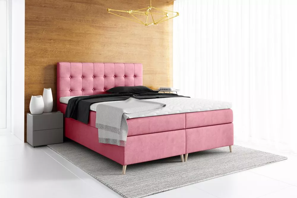 Gulta Avanti Boxspring Premium Standard Guļamvietas platums: 200 cm, Guļamvietas garums: 200 cm, · Rozā · 204 × 208 × 11