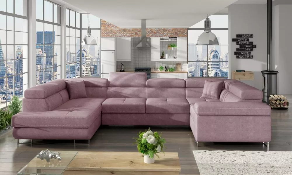 Dīvāns Letto Lux standard · Rozā · 202 × 340 × 90 cm