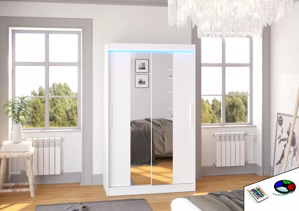Skapis Santos ar LED · Balts · 120 × 58 × 200 cm