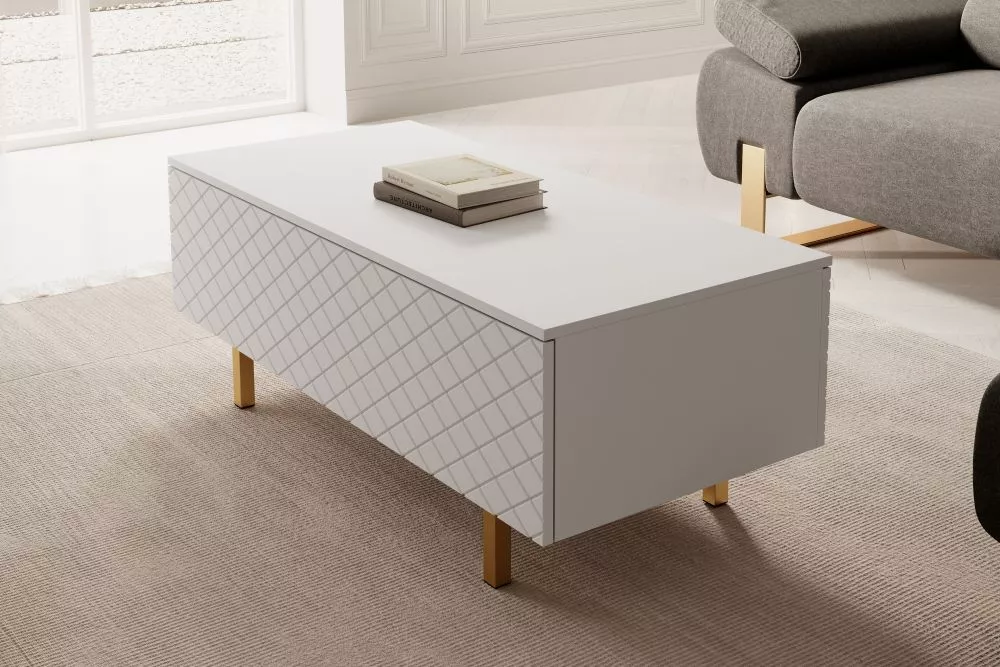 Žurnālgalds Scalia 2 L120 2K Gold · Balts · 120 × 55 × 46 cm
