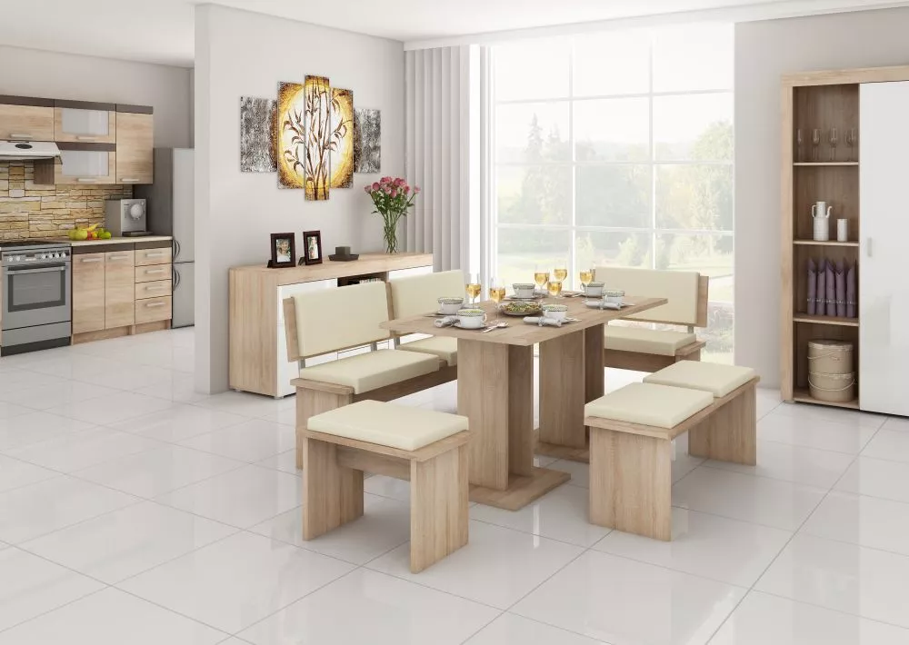 Komplekts Bond Zestaw Duzy sonoma Materiāls: laminēta KSP, Audums: eko āda, · Bēšs