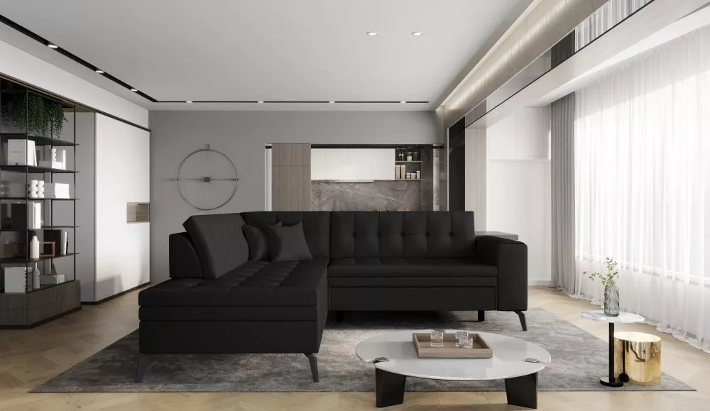 Dīvāns Lanvin Standard · Melns · 210 × 260 × 93 cm