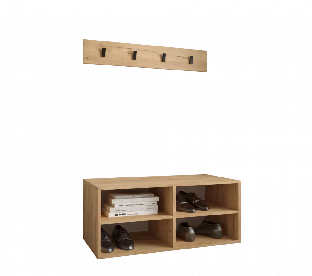 Apavu plaukts Miro DZW · Ozols craft zelts · 84 × 42 cm