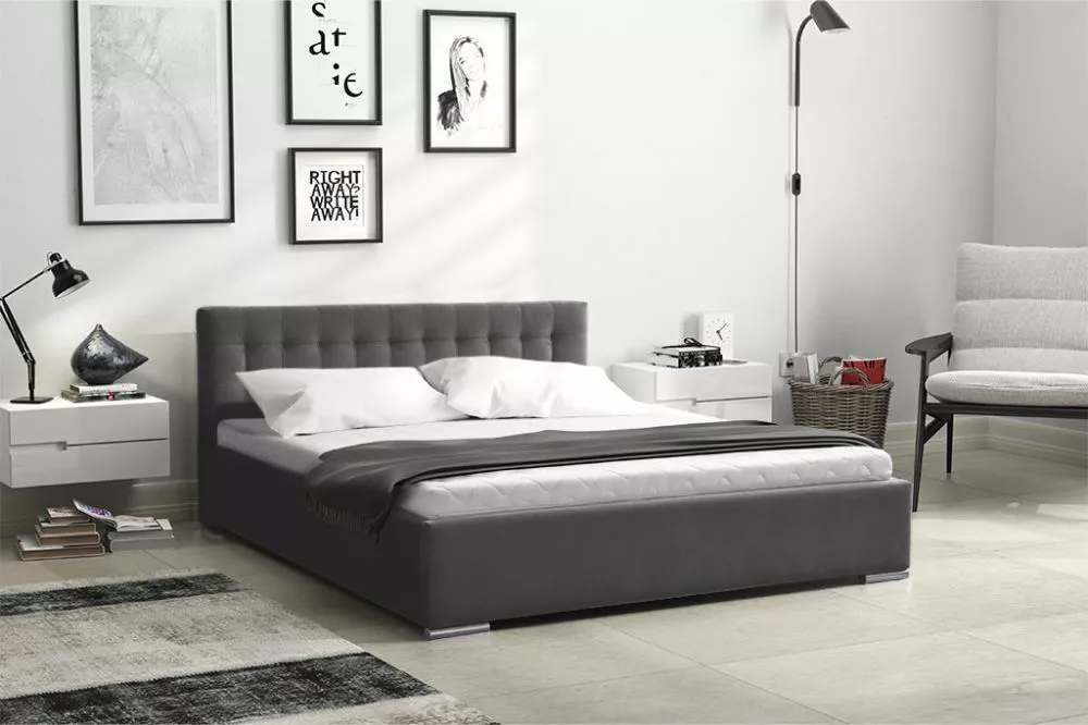 Gulta PK01 ar stelāžu Guļamvietas platums: 120 cm, Guļamvietas garums: 200 cm, stelāžas tips: metāla, · Grafīts · 130 × 