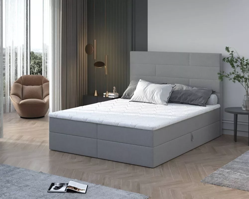 Gulta Margo Boxspring standard Guļamvietas platums: 160 cm, Guļamvietas garums: 200 cm, · Pelēks · 162 × 207 × 123 cm