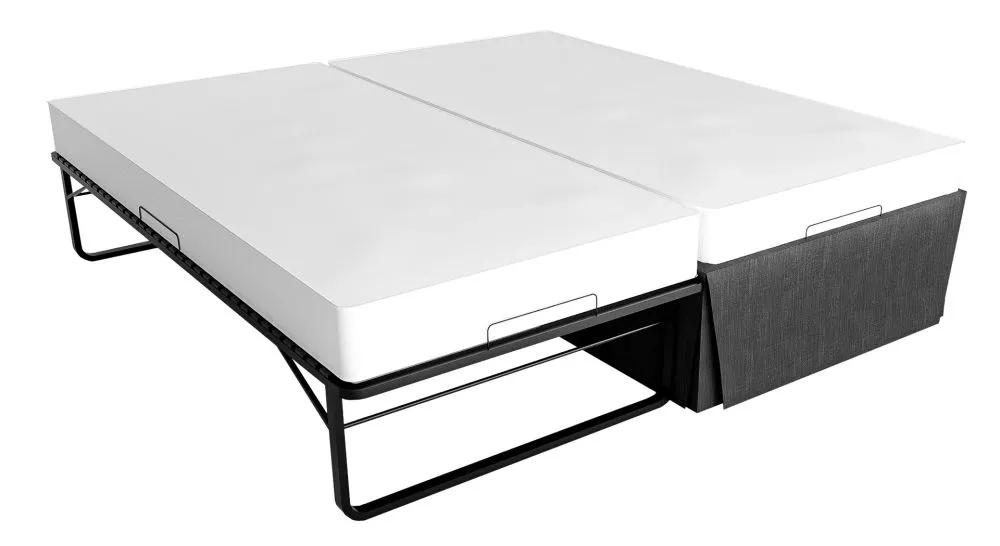 Gulta Edilia Metal ar stelāžu Guļamvietas platums: 180 cm, Guļamvietas garums: 200 cm, · Melns · 180 × 207 × 33 cm