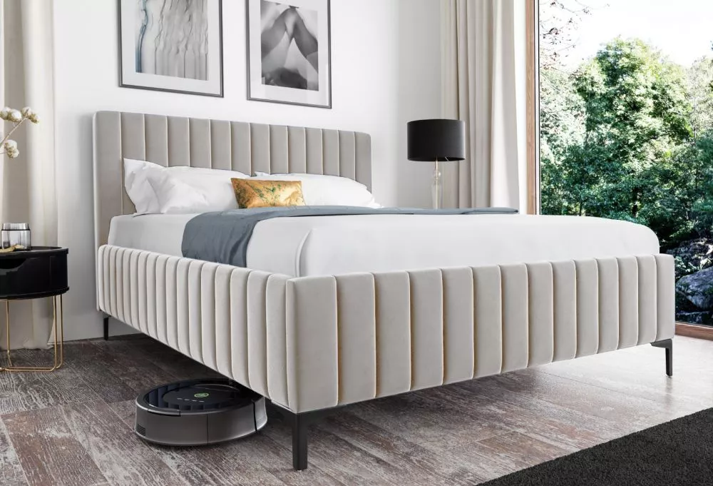 Gulta PK24 Comfort ar stelāžu Guļamvietas platums: 160 cm, Guļamvietas garums: 200 cm, stelāžas tips: metāla, · Krēma · 