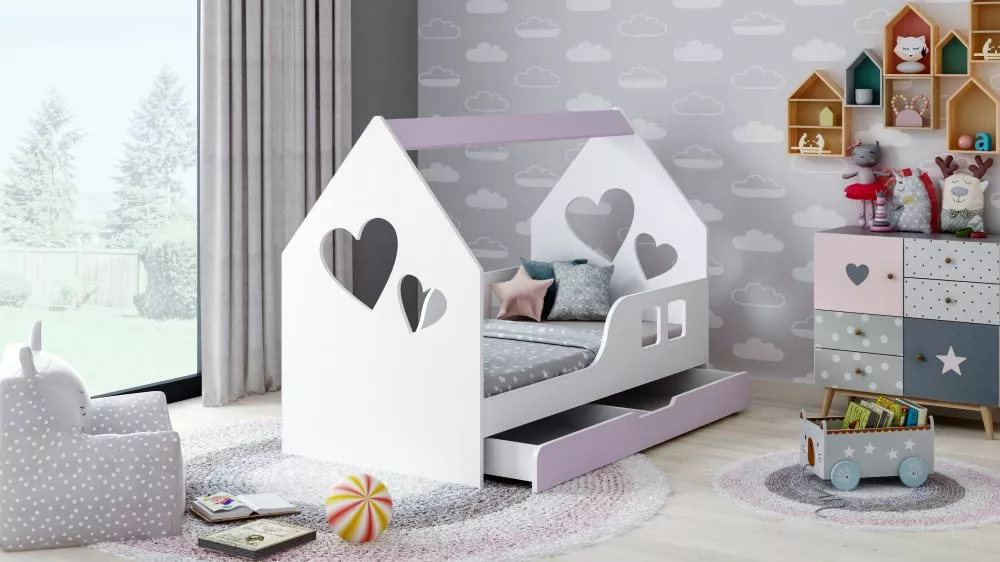 Bērnu gulta House 8 Comfort ar stelāžu Guļamvietas platums: 70 cm, Guļamvietas garums: 140 cm, · 74.5 × 145 × 106 cm