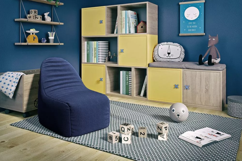 Pufs Dario P Standard Auduma numurs: Poco 40, · Tumši zils · 90 × 80 × 60 cm