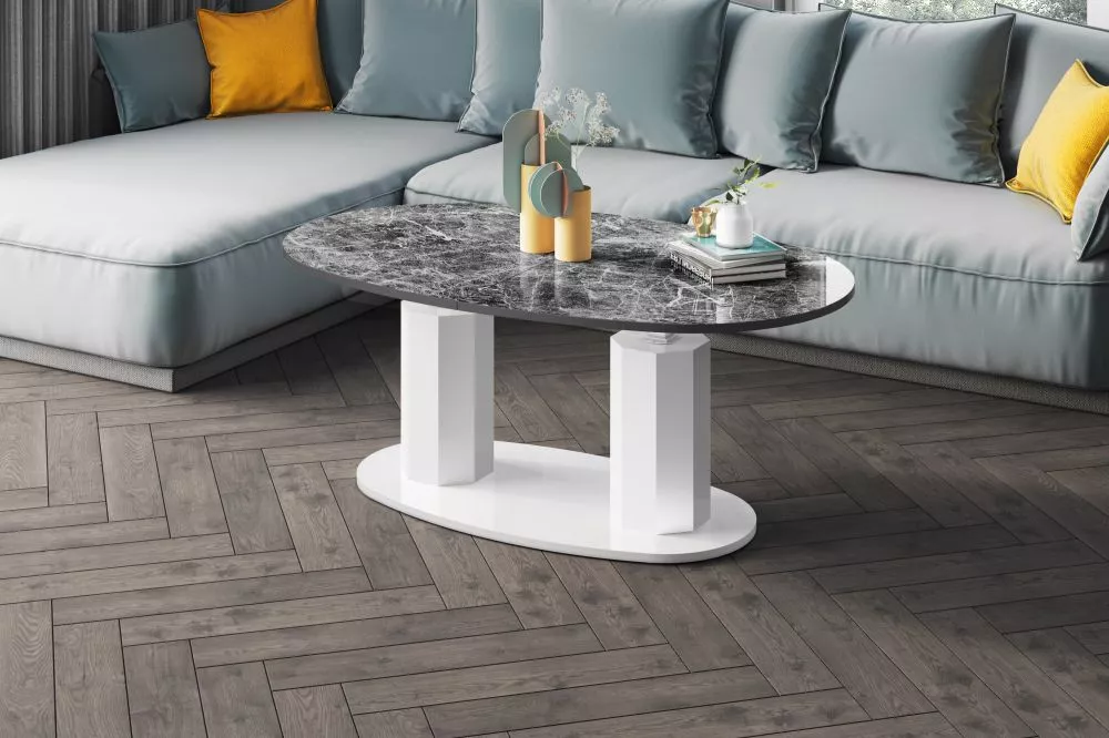Žurnālgalds Barletta Gloss Korpusa krāsa: tumšais marmors, · 130 × 80 × 54 cm