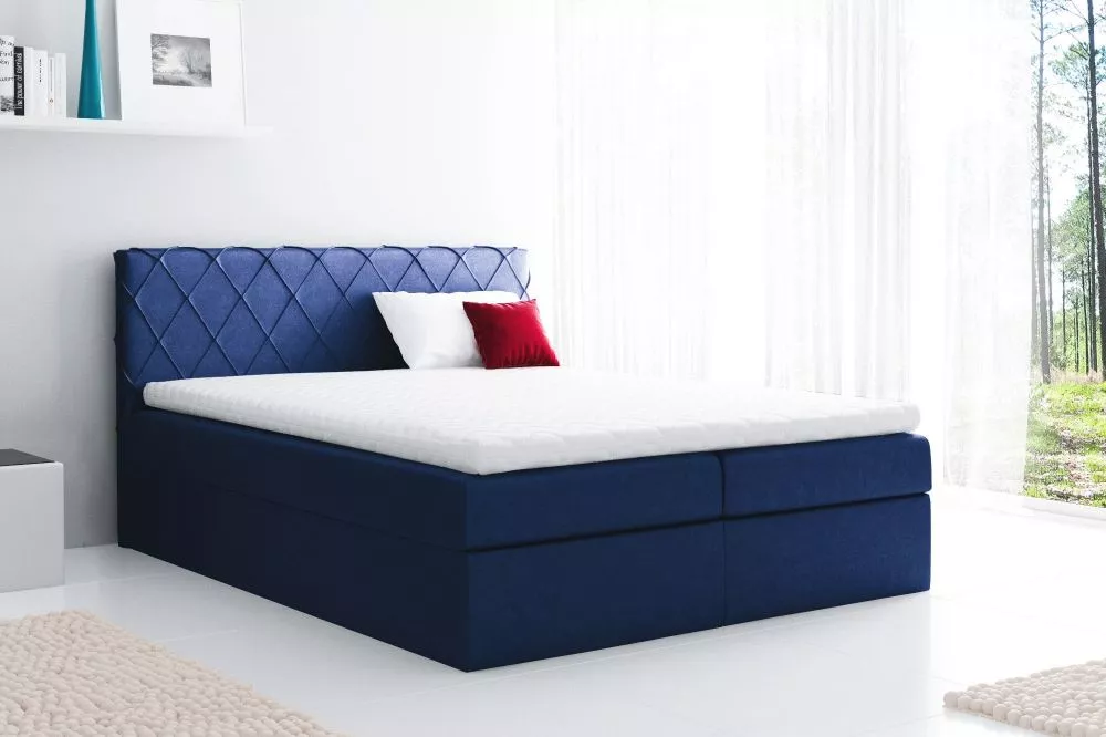 Gulta Paros Boxspring Premium Standard Guļamvietas platums: 160 cm, Guļamvietas garums: 200 cm, · Tumši zils · 164 × 208