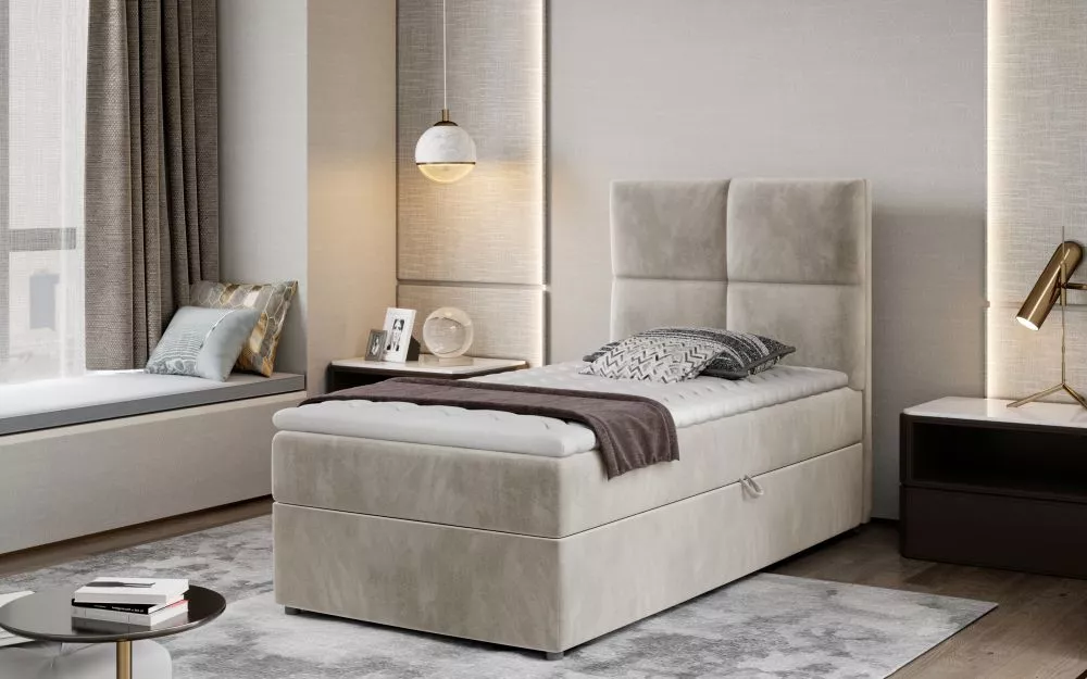 Gulta Rivia 90x200 Boxspring Standard Guļamvietas platums: 90 cm, Guļamvietas garums: 200 cm, · Krēma · 90 × 210 × 108 c