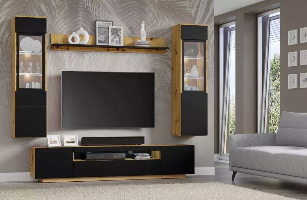Sekcija Aura B ar LED Korpusa krāsa: ozols artisan, · 210 × 37 × 190 cm