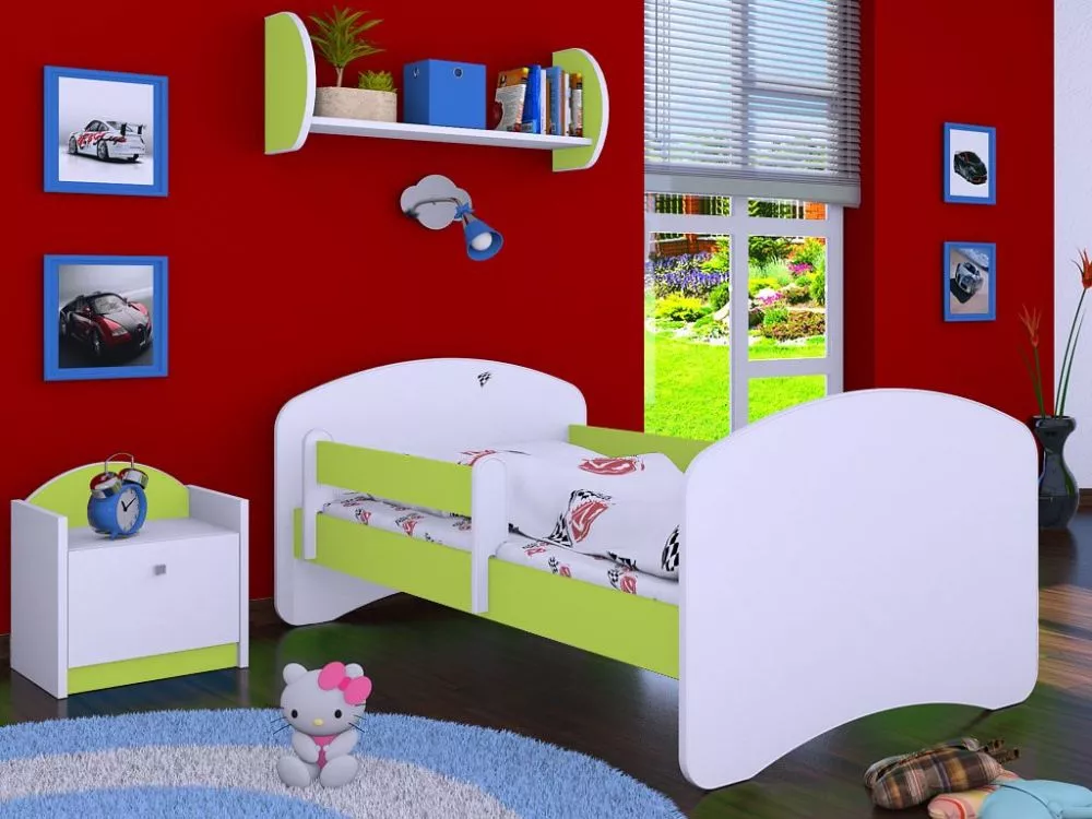 Bērnu gulta Happy L01 140x70 ar stelāžu Guļamvietas platums: 70 cm, Guļamvietas garums: 140 cm, · 82 × 144 × 57 cm