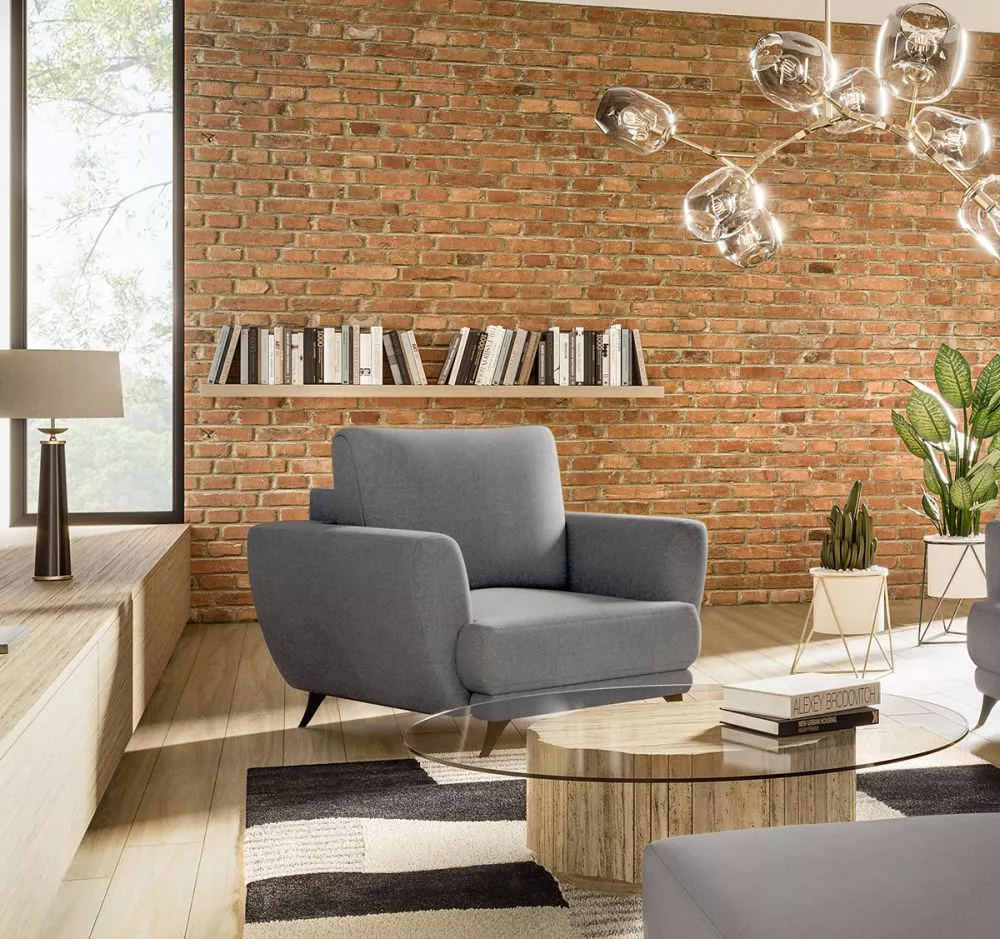 Mīksts krēsls Megis 1S standard Sēdvietas dziļums: 60 cm, · Tumši pelēks · 102 × 94 × 87 cm