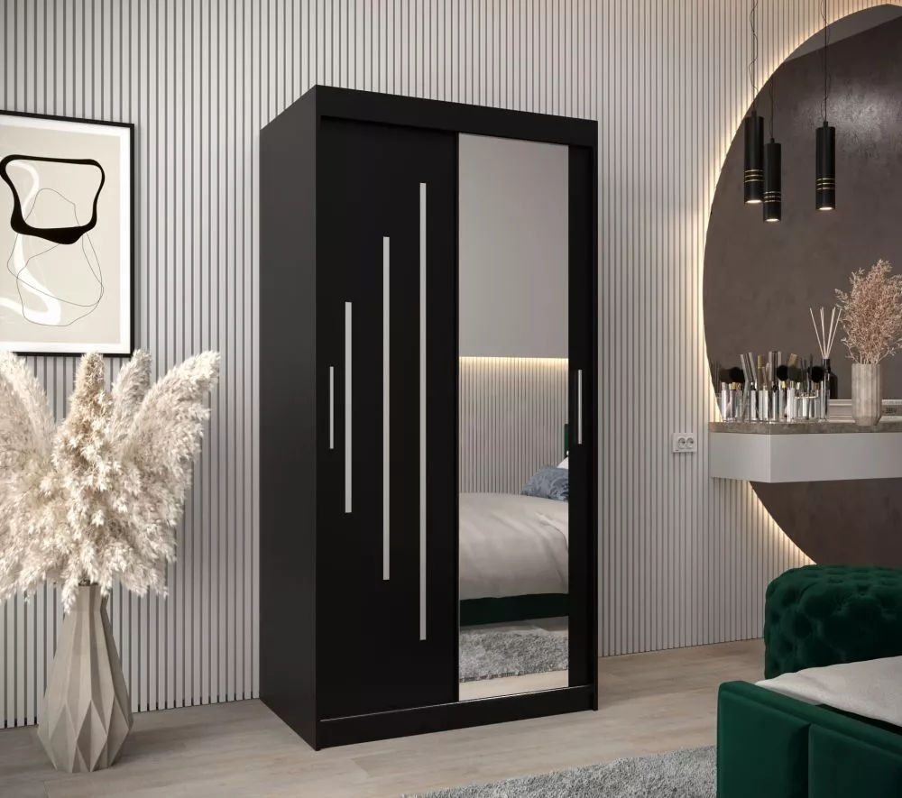 Skapis York 2 · Melns · 100 × 62 × 200 cm